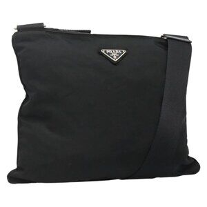 Authentic PRADA Shoulder Bag Nylon Black Silver